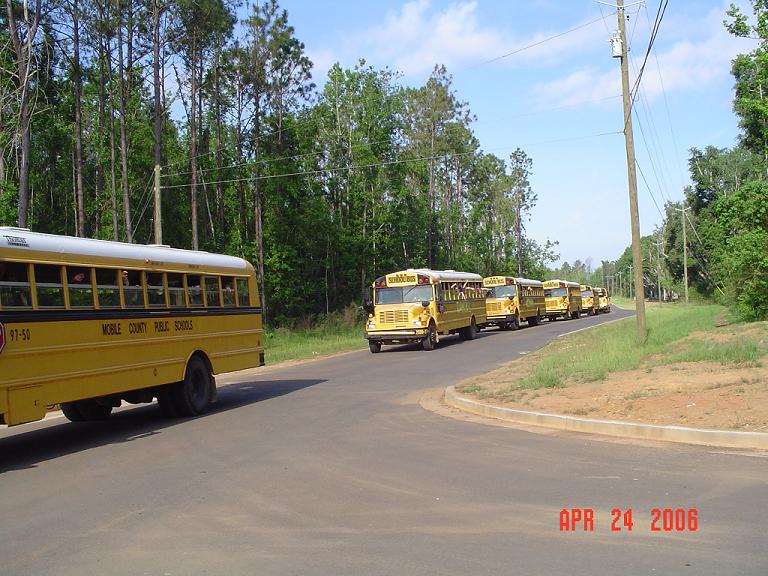 Buses arriving to school 