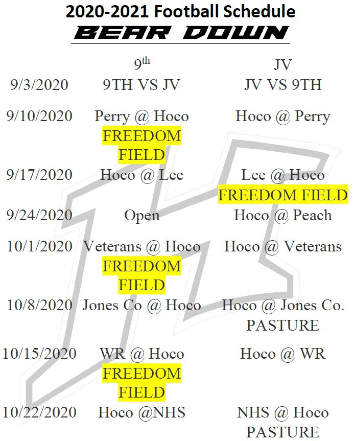 JV and 9th Football Schedule JV and 9th Football Schedule