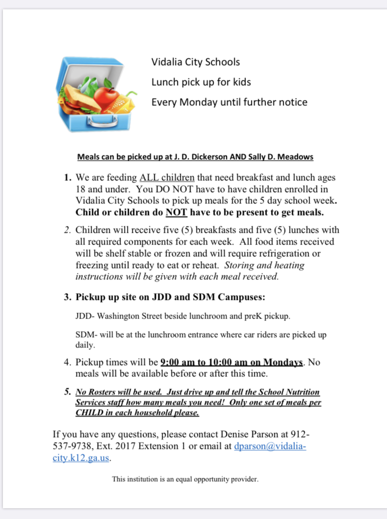 Meal Pick Up Updates