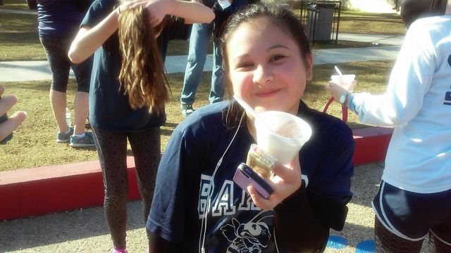 Rena enjoying some post race ice cream