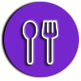 button with utensils icon