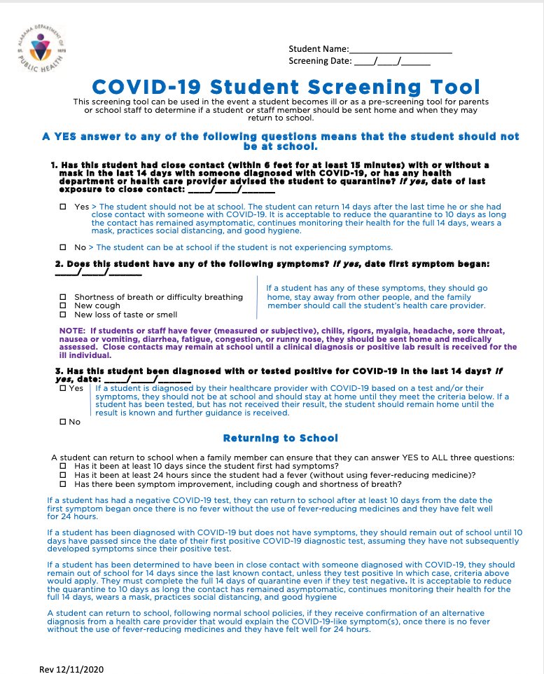Screening Tool - Updated Screening Tool - Updated