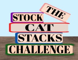 a stack of books with the text Stock the Cat Stacks Challenge a stack of books with the text Stock the Cat Stacks Challenge