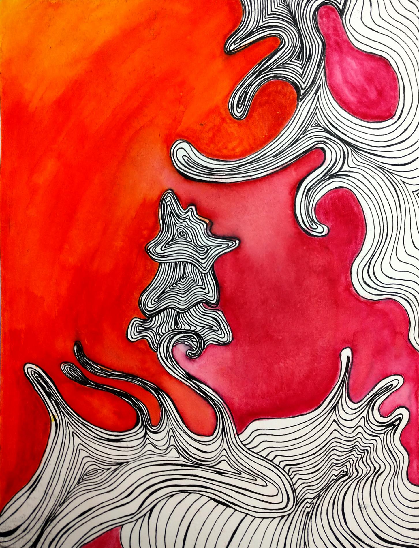 25) Laura Robles - Organic Lines - Pen and Watercolor - 7th Grade 25) Laura Robles - Organic Lines - Pen and Watercolor - 7th Grade