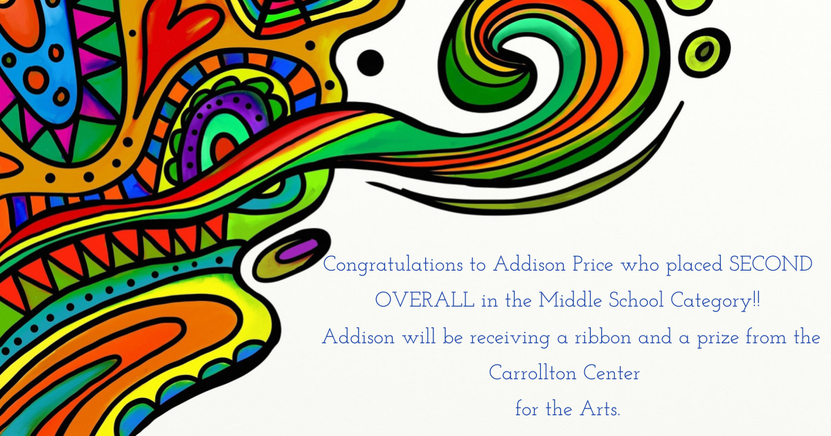 Addison Price Wins 2nd Place in Contest at Carrollton Arts Center