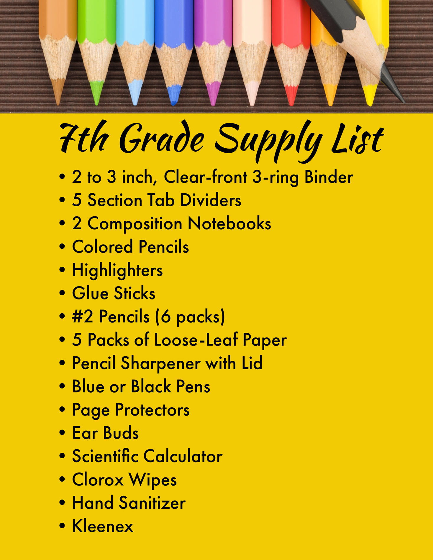 Grade 7 Supply List