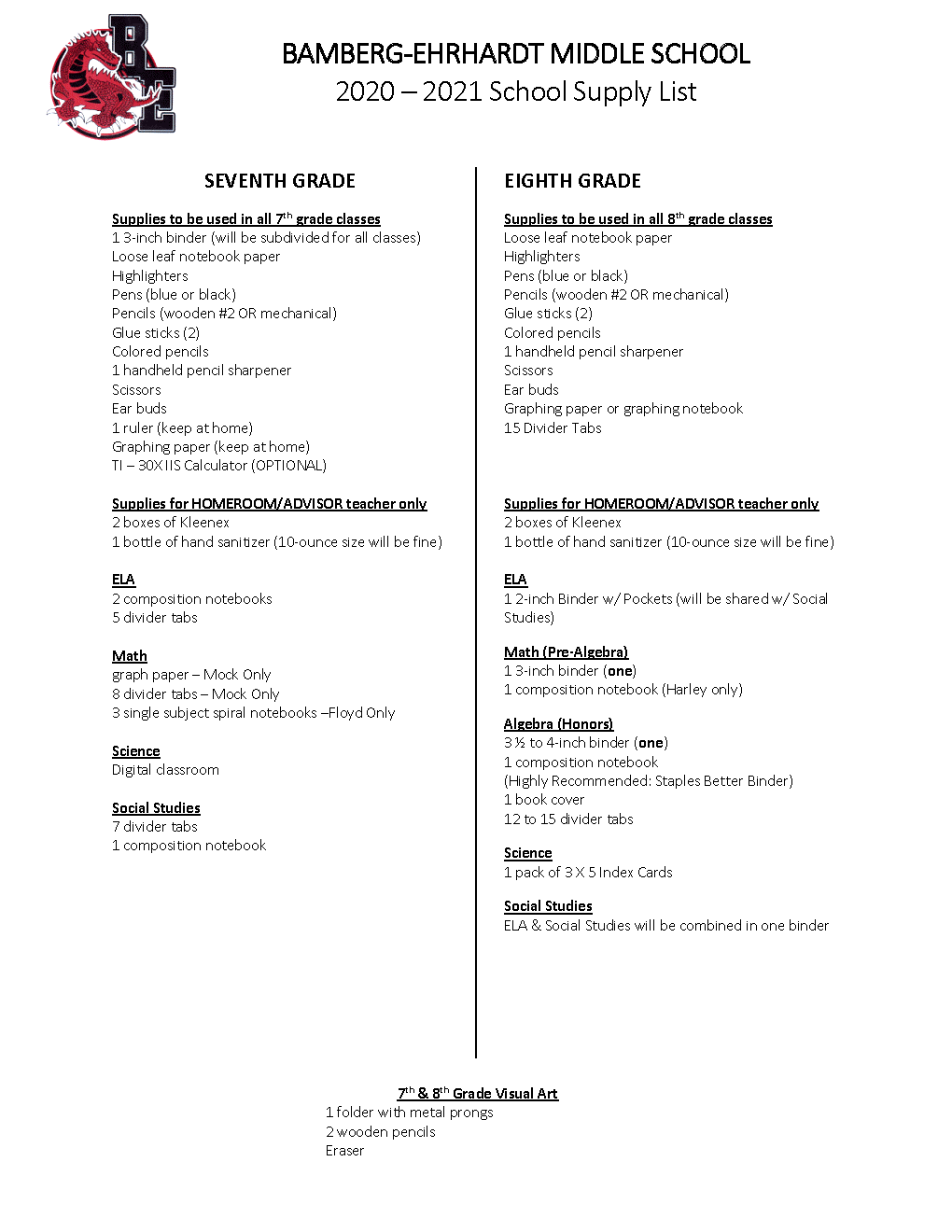 School Supply List School Supply List