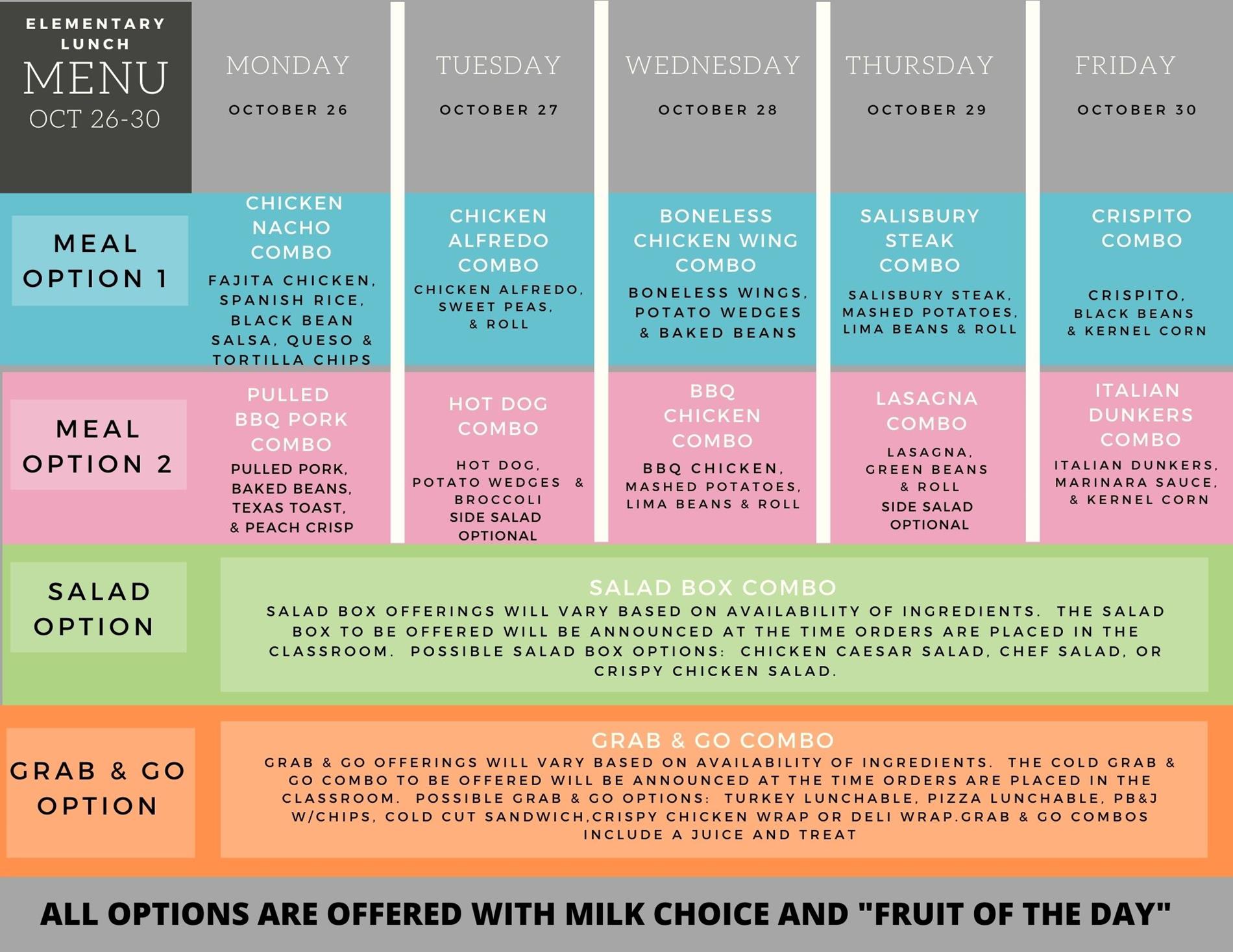 Week of October 26-30 Menu Week of October 26-30 Menu