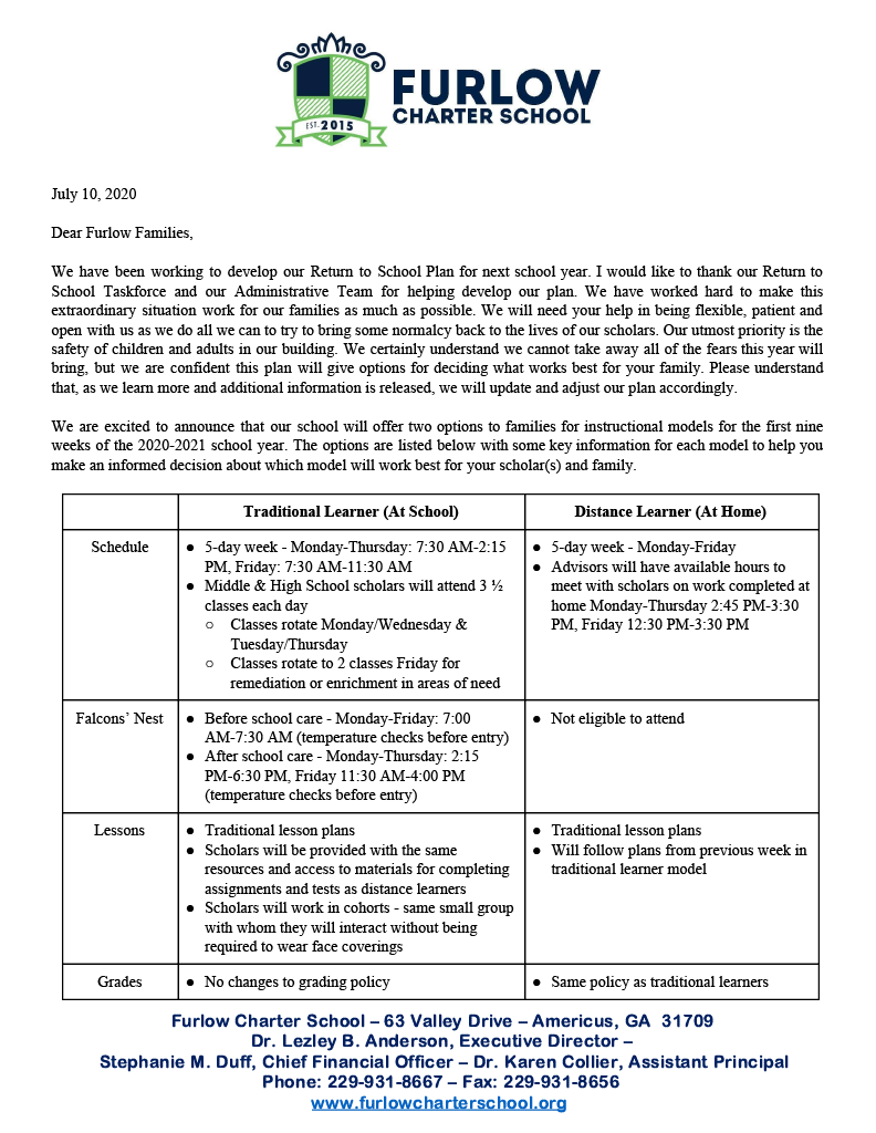 Return to School Parent Letter Pt 1 Return to School Parent Letter Pt 1