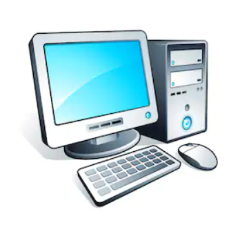 Computer with monitor, keyboard, and mouse