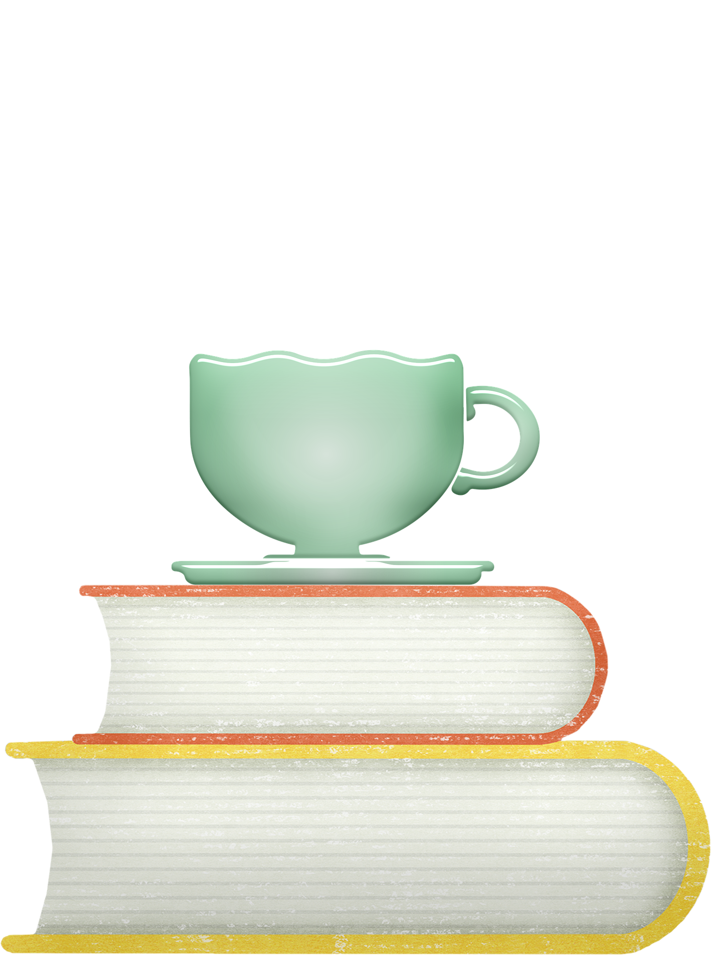 teacup on a stack of books