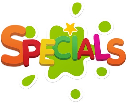 word specials with slime splat background word specials with slime splat background