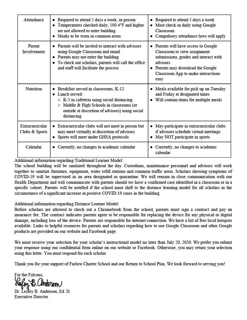 Return to School Parent Letter Pt 2 Return to School Parent Letter Pt 2