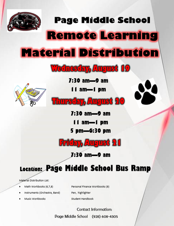 Page Middle School Materials Distribution