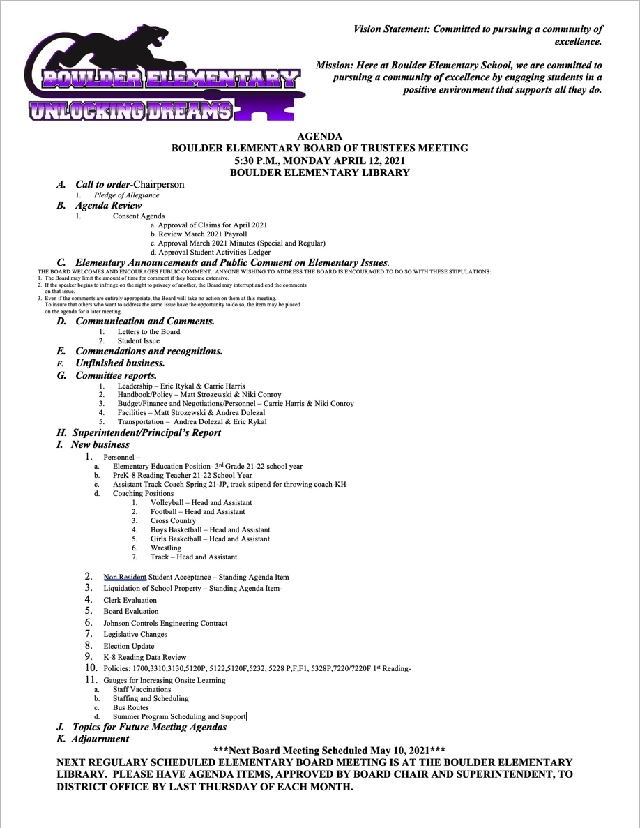 April Agenda April Agenda