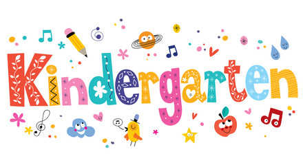 word kindergarten with school supplies word kindergarten with school supplies