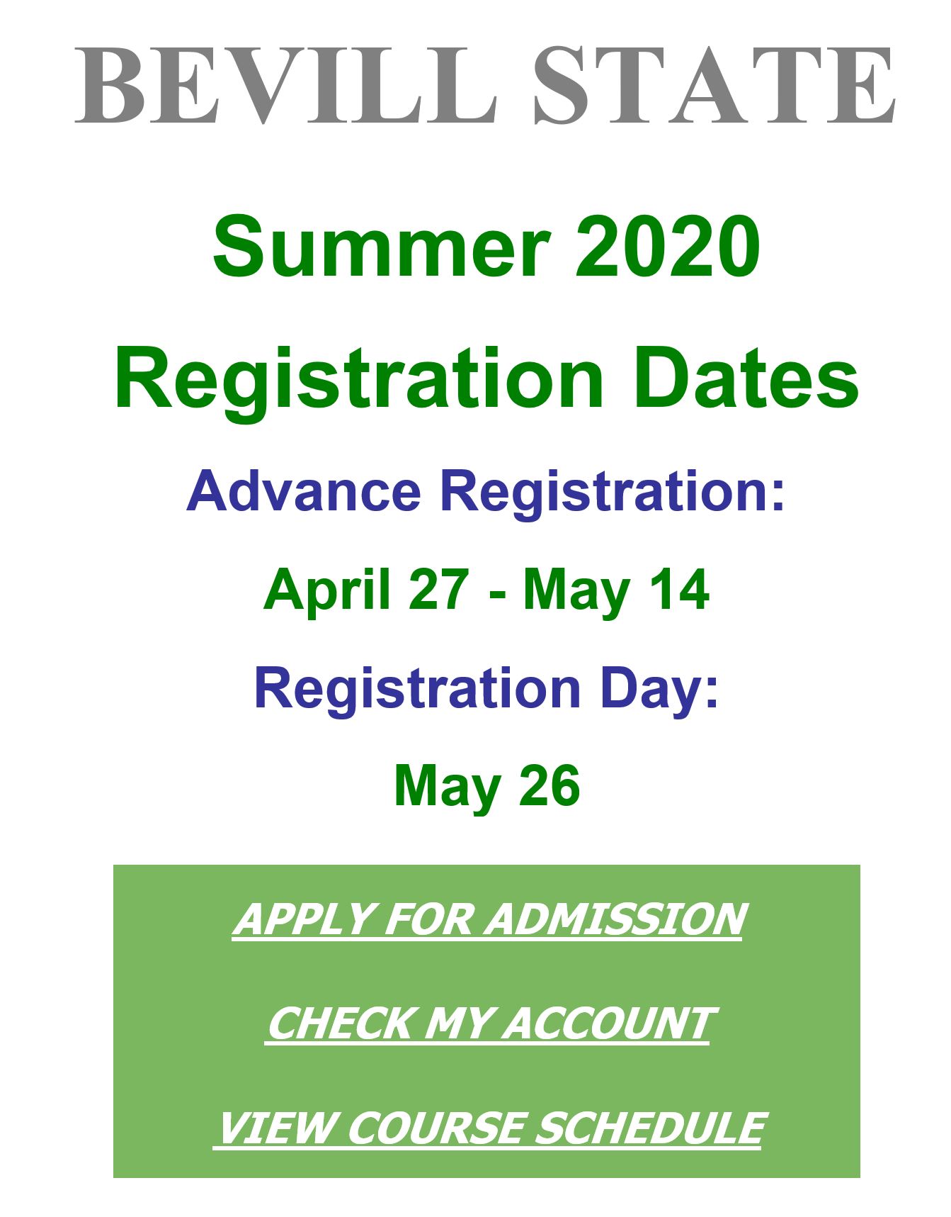 Bevill Summer Registration Bevill Summer Registration