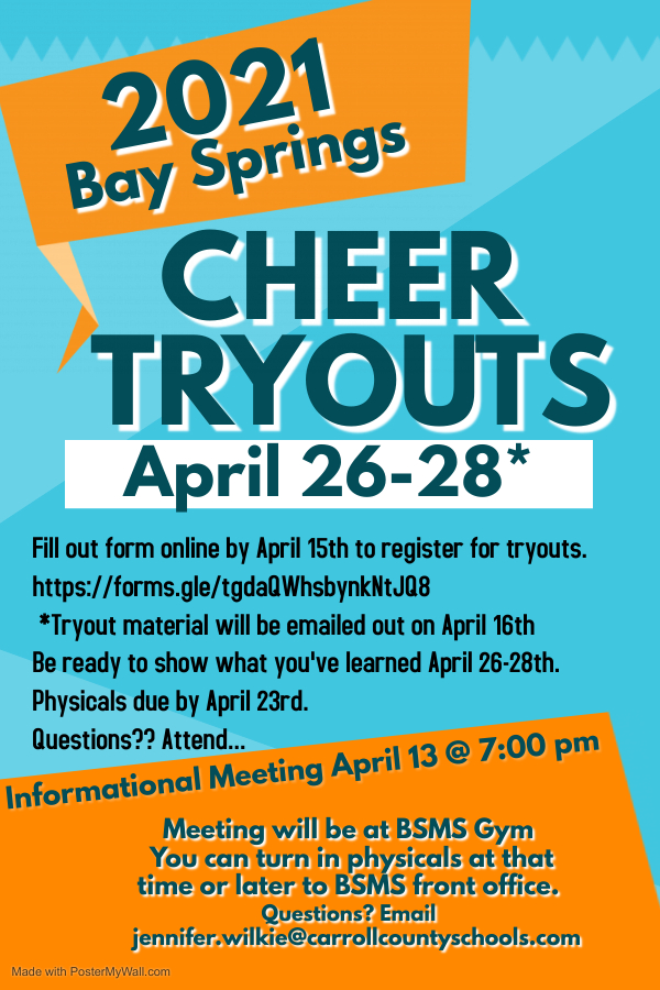 BSMS Cheerleading Tryout Information 2021