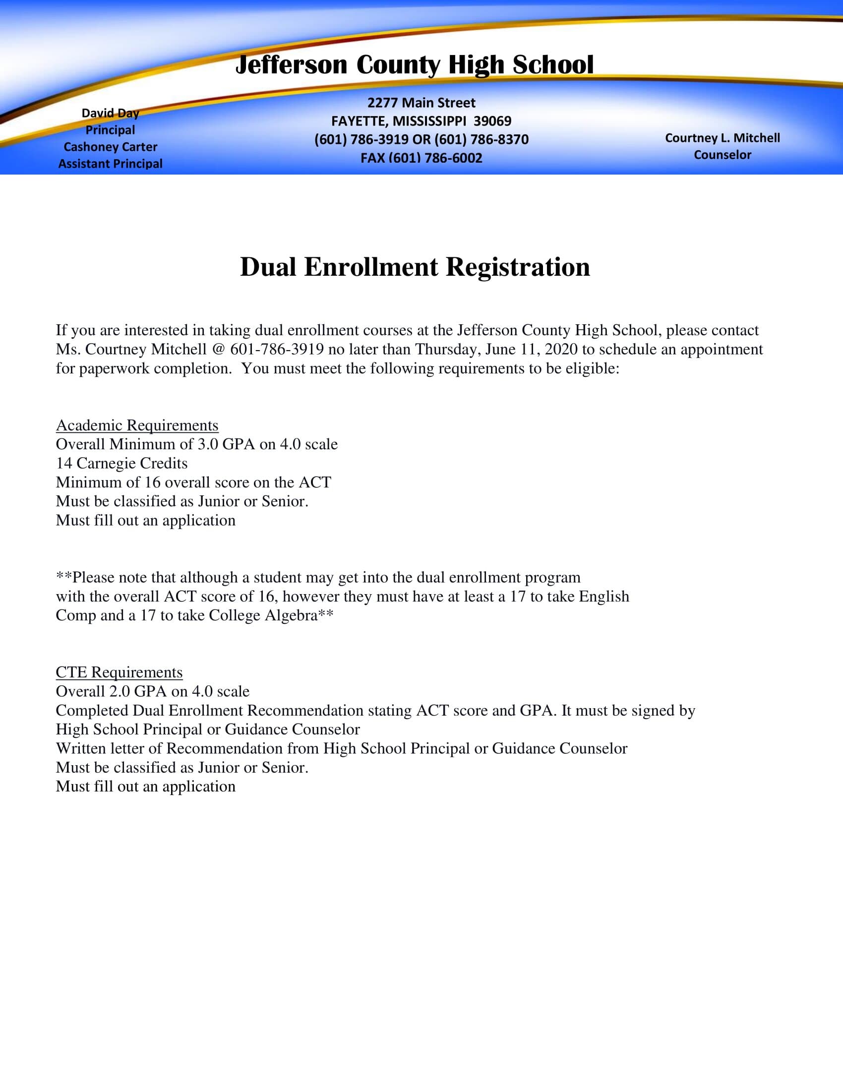 Dual Enrollment Registration