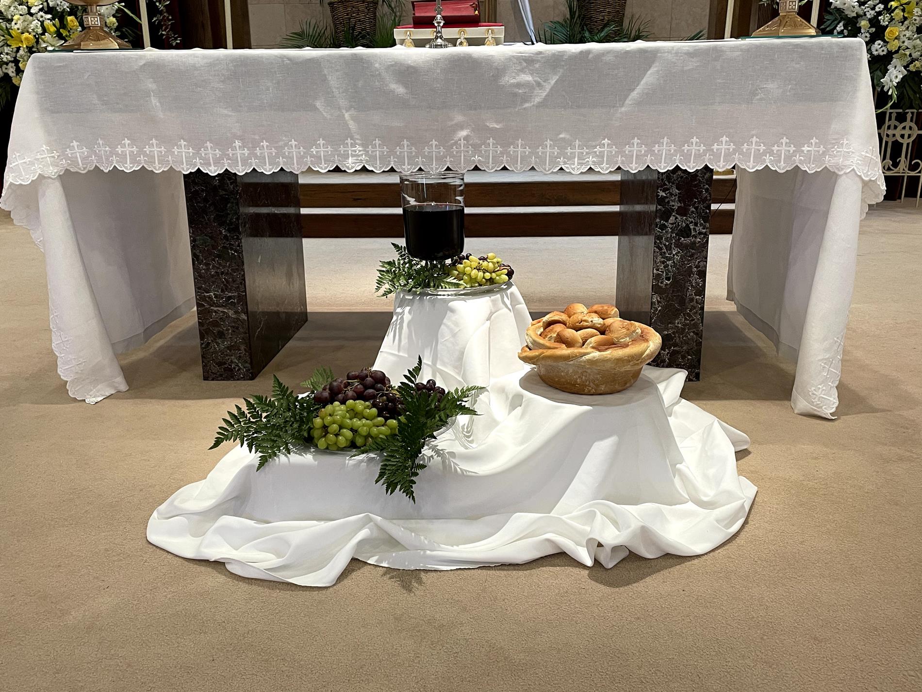 A reminder of the bread and wine transformed into Jesus' body and blood