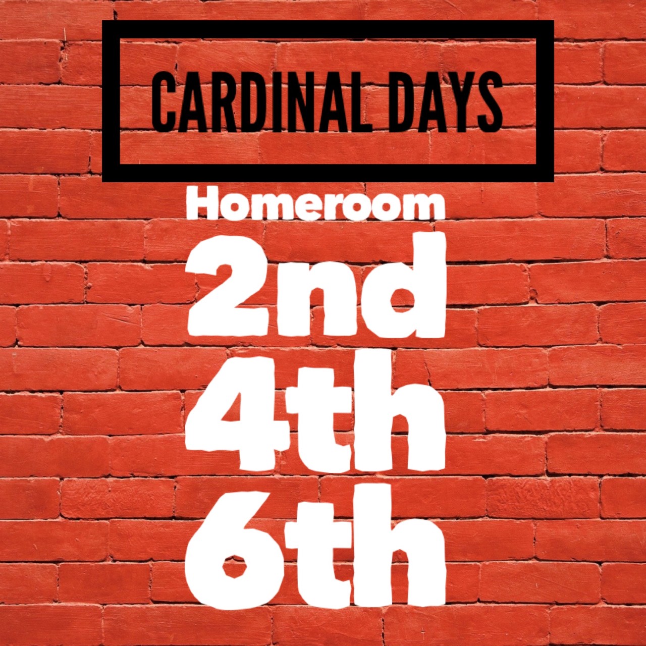 cardinal 2nd, 4th, 6th, period cardinal 2nd, 4th, 6th, period