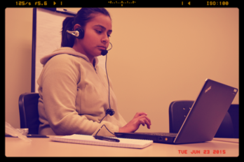 Student on computer