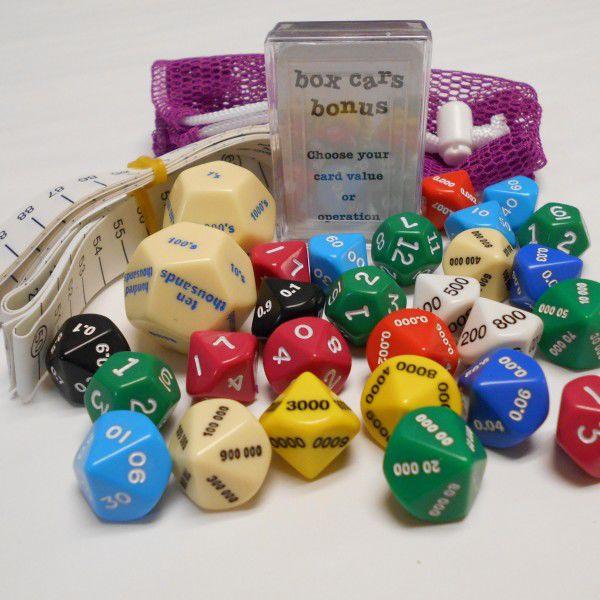 Singapore Math tools such as mutli-sided dice and tape measures