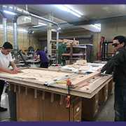 image of students making a pool table in cabinetmaking class