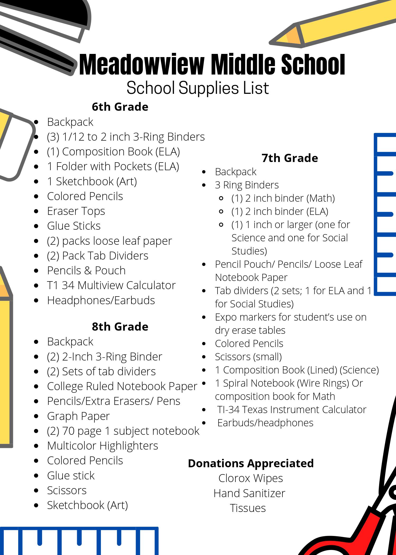 School Supplies List for College Students