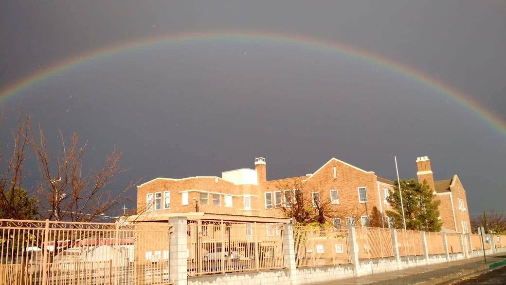 Rainbow over the school