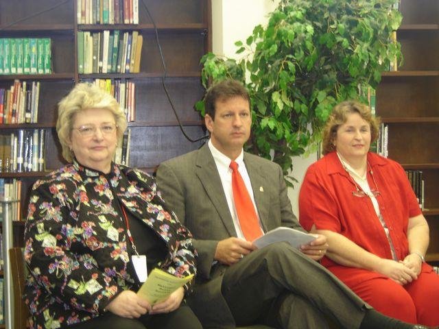 Adviser Sondra Thomas, Principal Ronald Rowell, and Adviser Elaine Wagner at this year's induction ceremony.