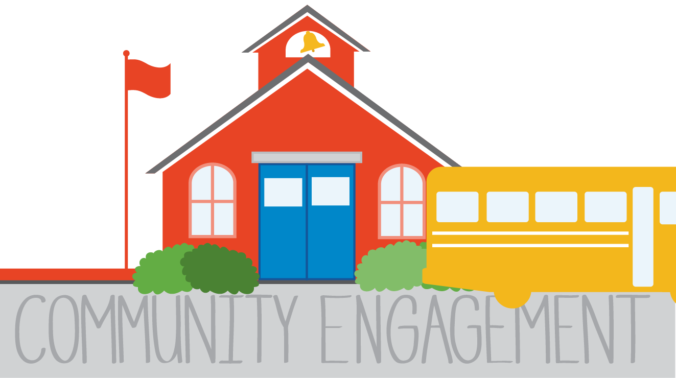 School, bus, community engagement