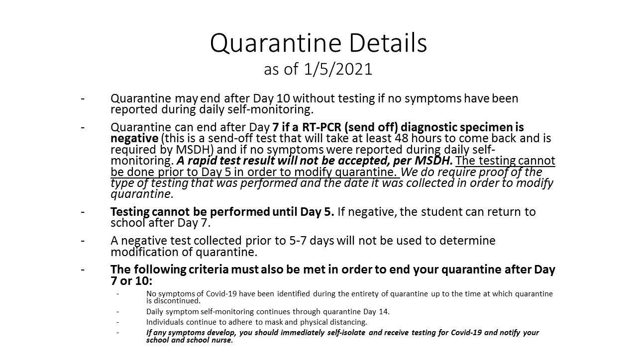 Updated Quarantine Guidelines