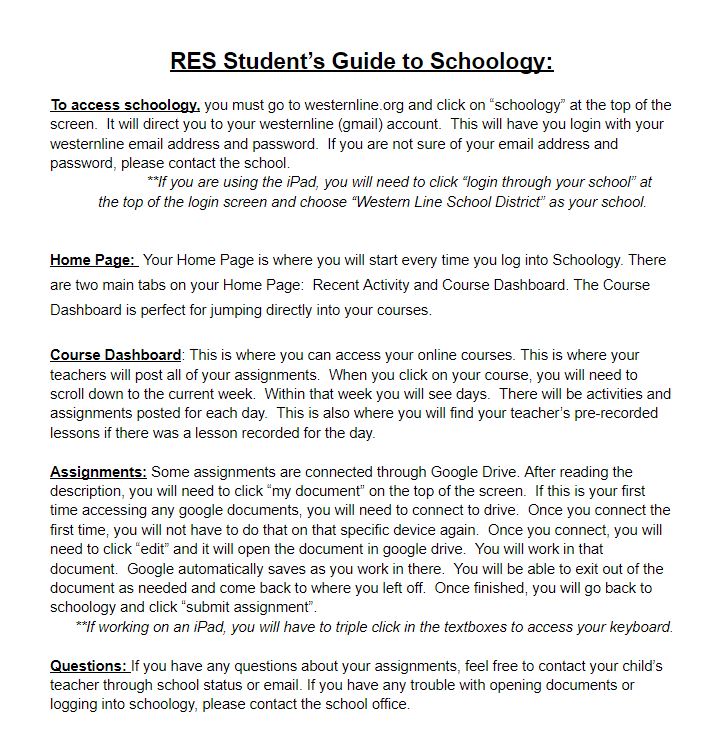 RES Guide to Schoology