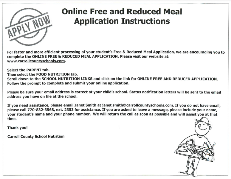 Free & Reduced Meal Application Instructions
