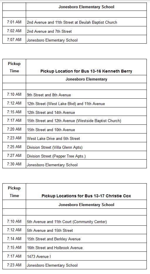 Jonesboro Bus Schedule 