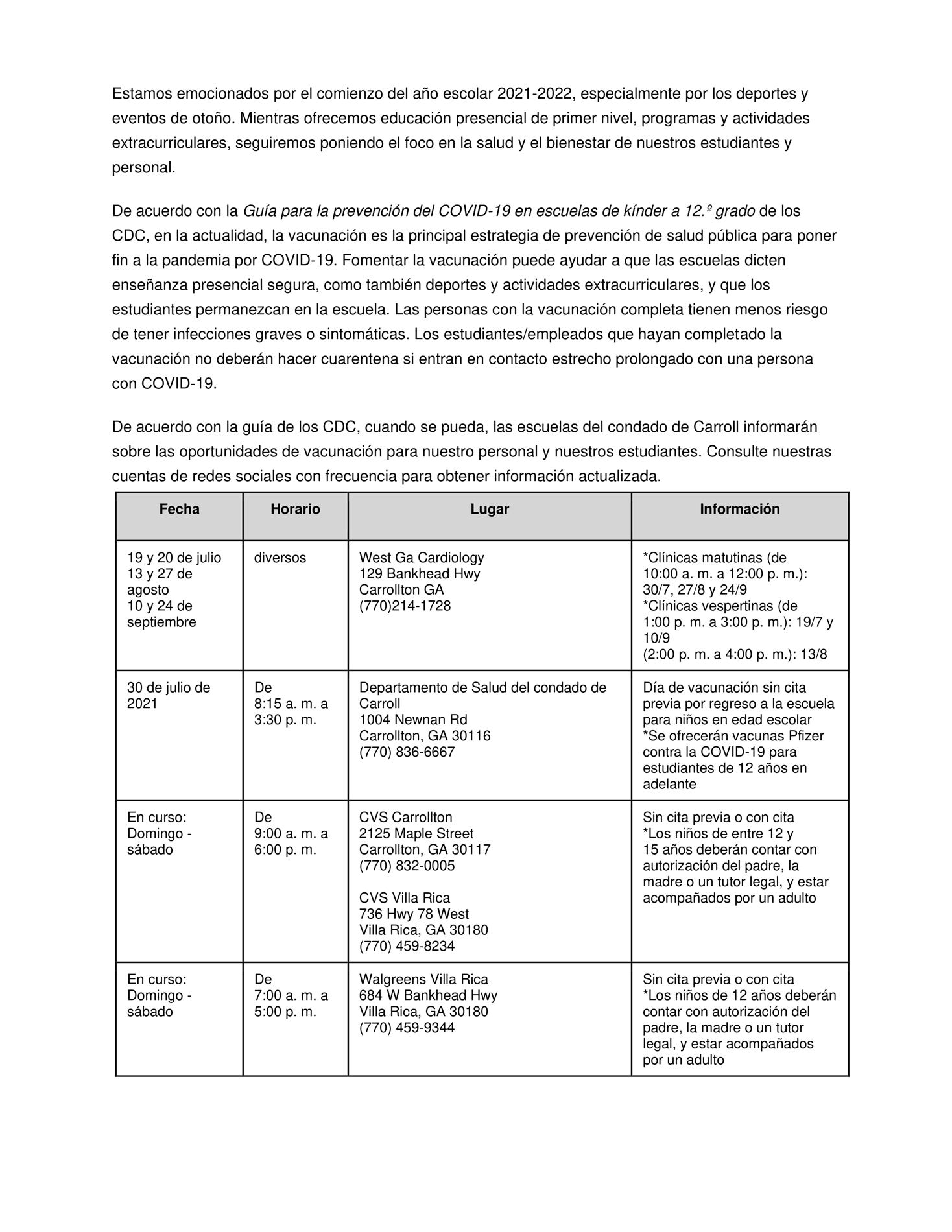 Covid Vaccine Information - Spanish