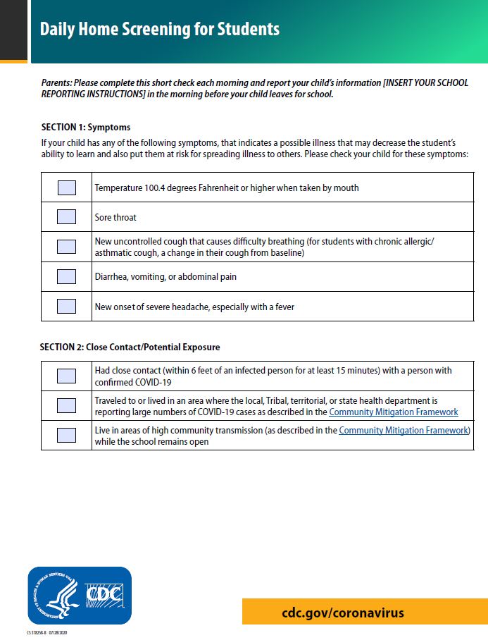 Daily Home Checklist for Parents Daily Home Checklist for Parents