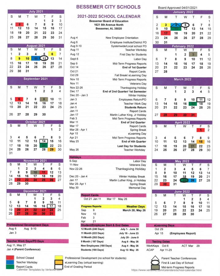 Bessemer City Schools Calendar 2023/2024