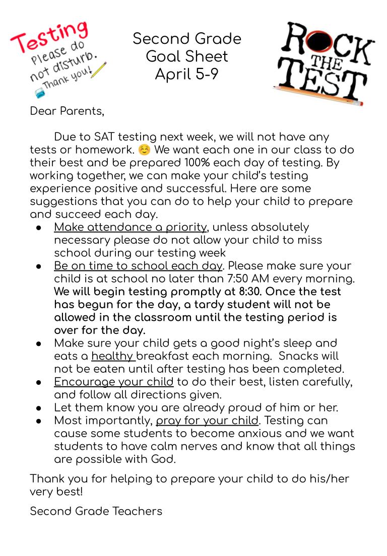 Goal Sheet for the week of April 5-9 SAT Goal Sheet for the week of April 5-9 SAT