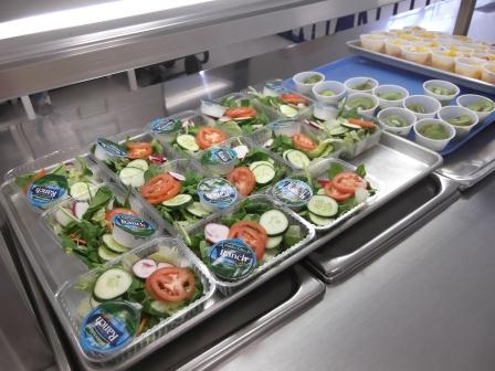 Fresh Salad and Fruit Options in the Cafeteria