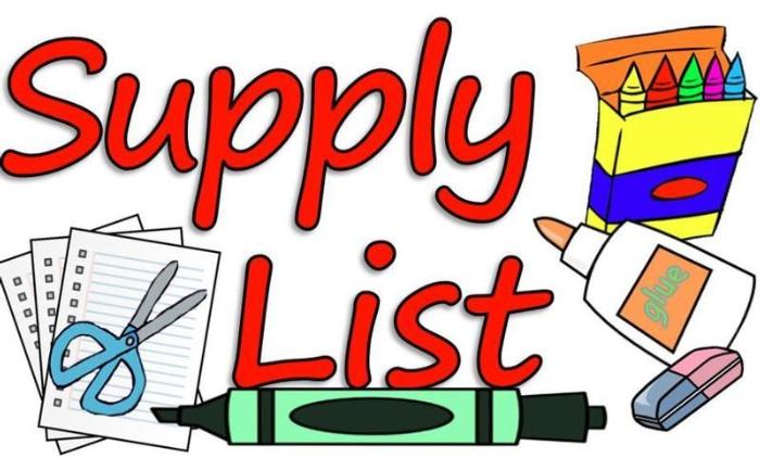 Picture and Text of school supplies