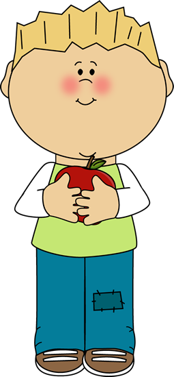 boy holding apple