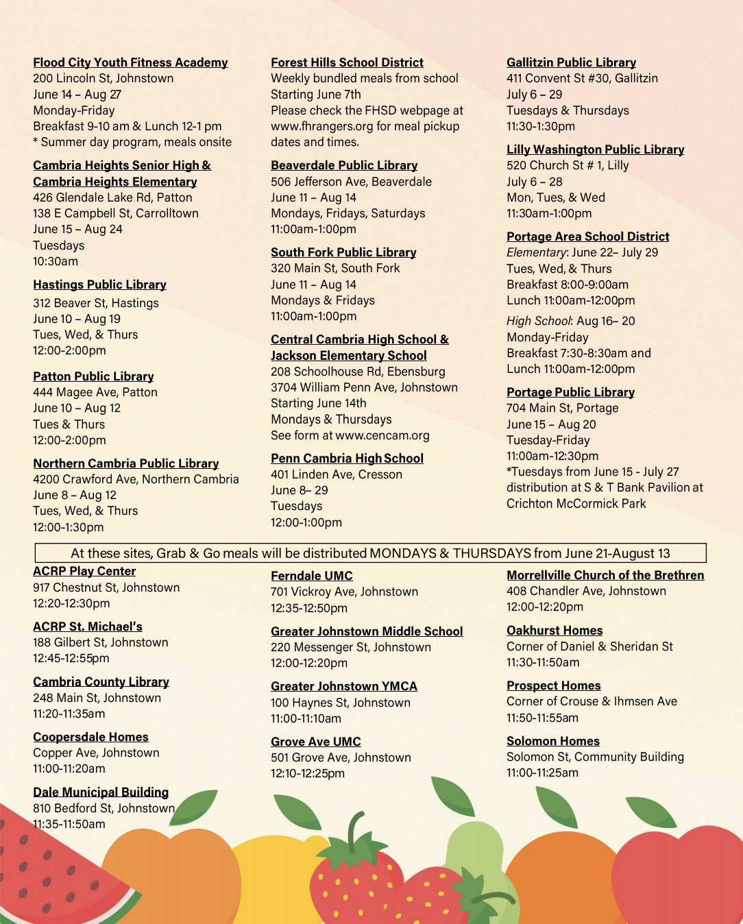meal locations meal locations