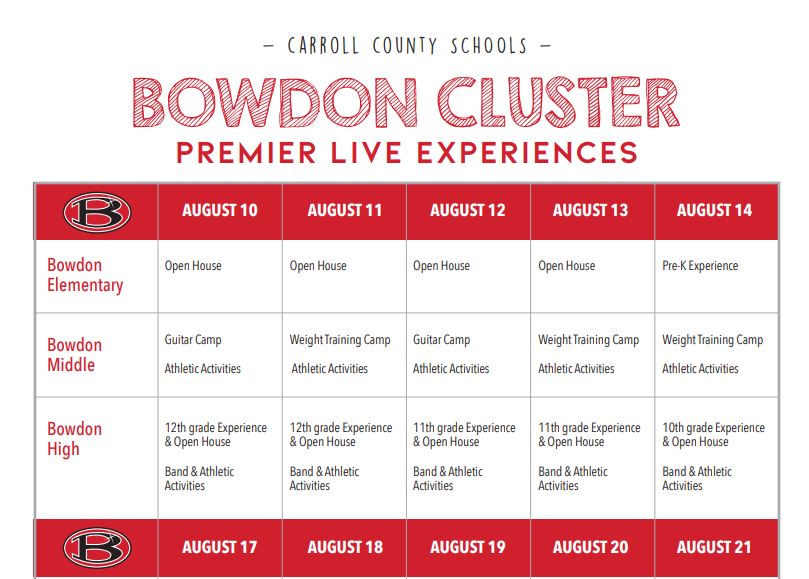 Bowdon cluster calendar