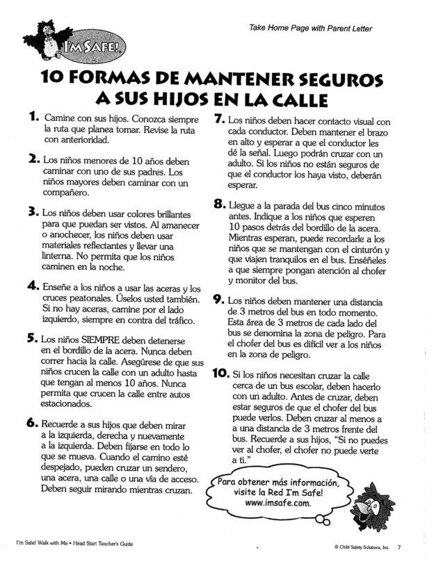 Pedestrian Safety Handout Spanish Pedestrian Safety Handout Spanish