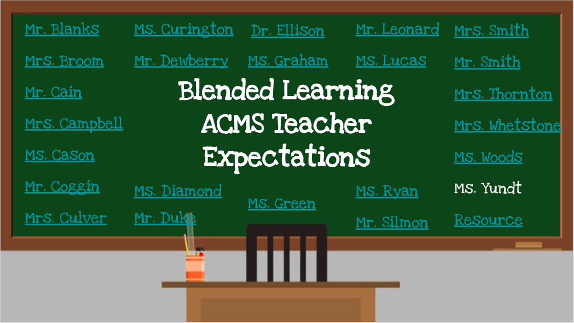 chalkboard with teacher names