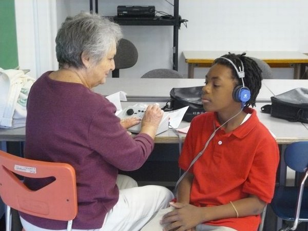 Quiet in the hearing screening room. 