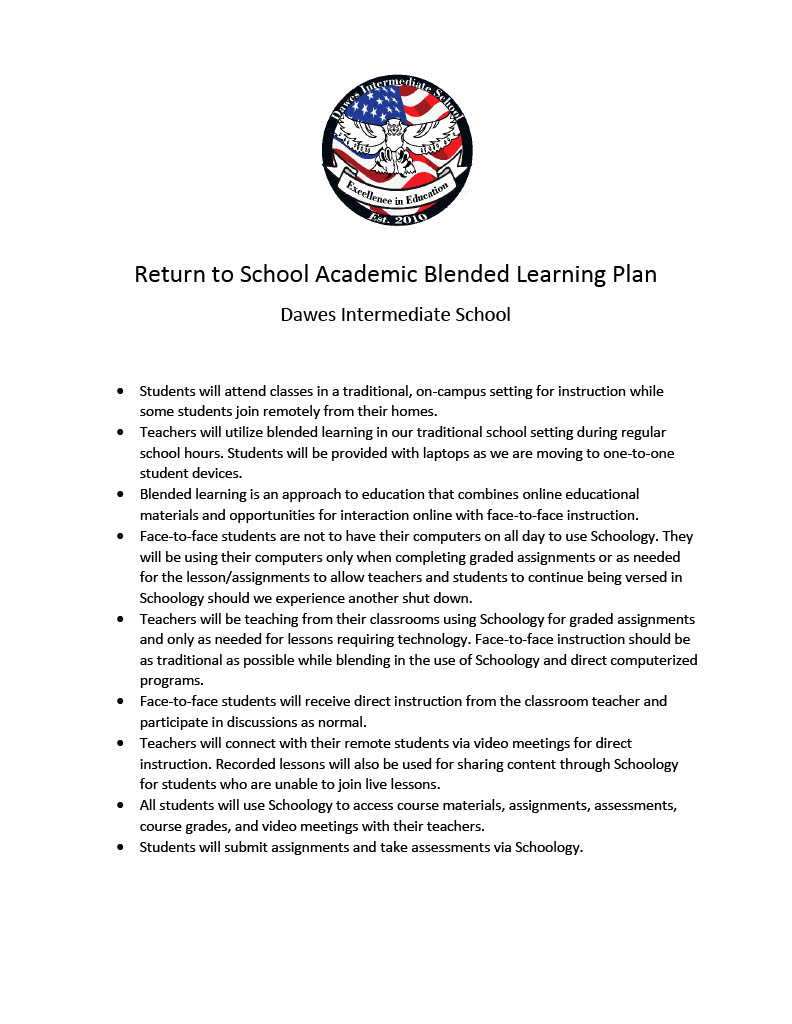 Return to School Academic Blended Learning Plan Return to School Academic Blended Learning Plan