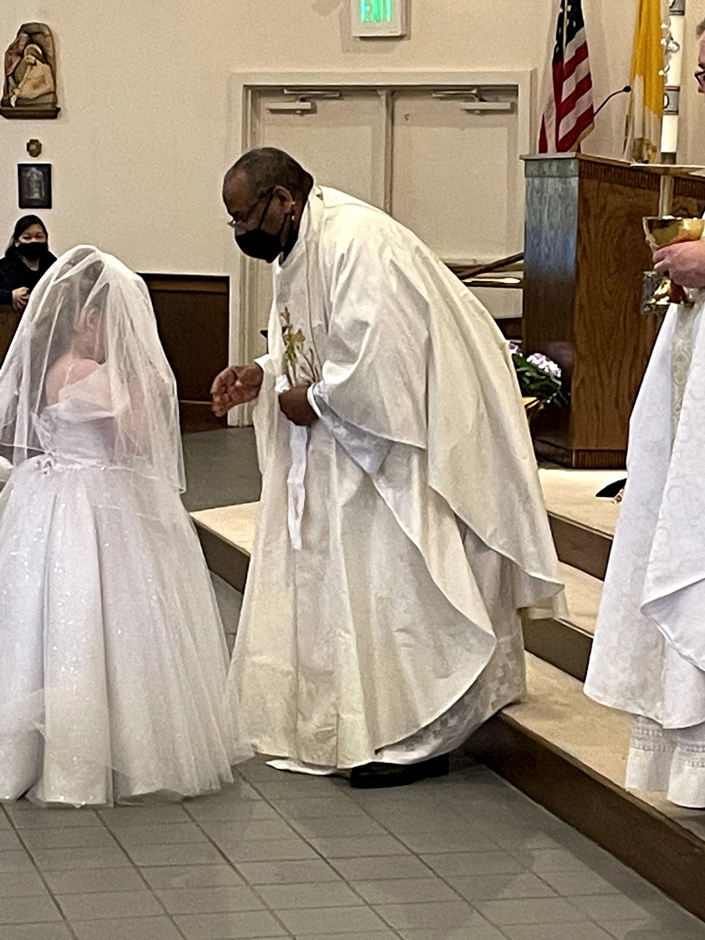 Jovie receives the Precious Blood